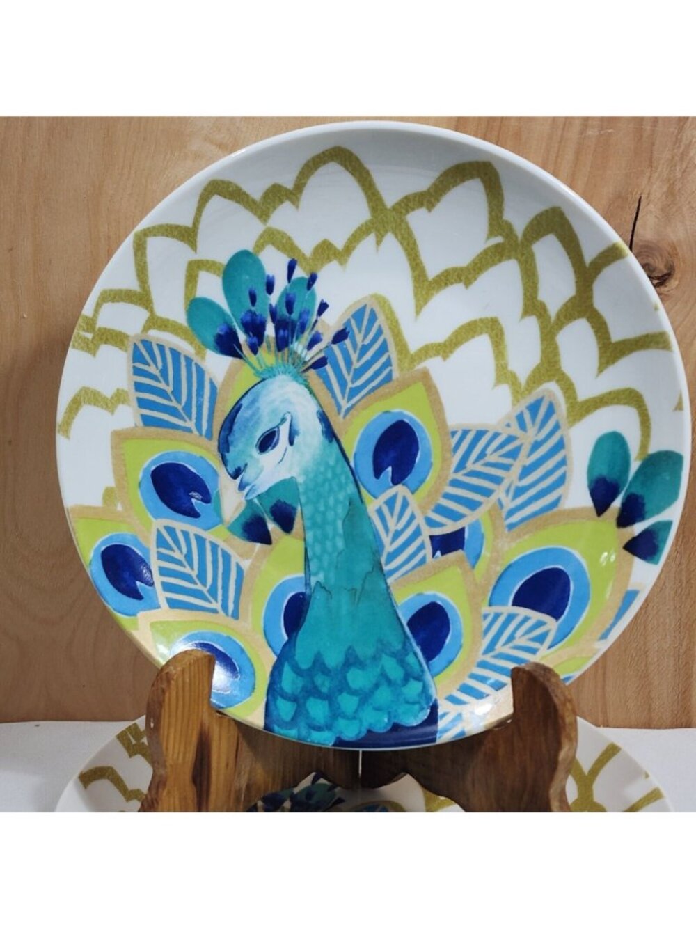 Stephanie Ryan Pavo Peacock Salad Plate 8" Ceramic Dinnerware 2014 - Picture 2 of 9